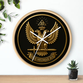 33rd Degree Scottish Rite Clock - Eagle Emblem with “Deus Meumque Jus 33” - Bricks Masons