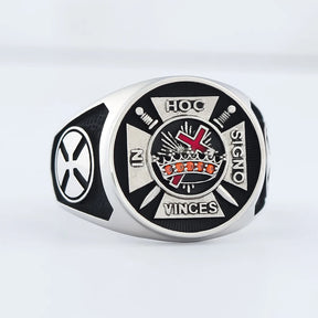 Knights Templar Ring - Sterling Silver In Hoc Signo Vinces - Bricks Masons