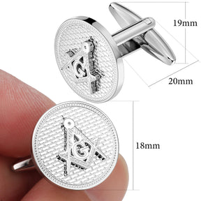 Master Mason Blue Lodge Cufflink - Silver Stainless Steel - Bricks Masons