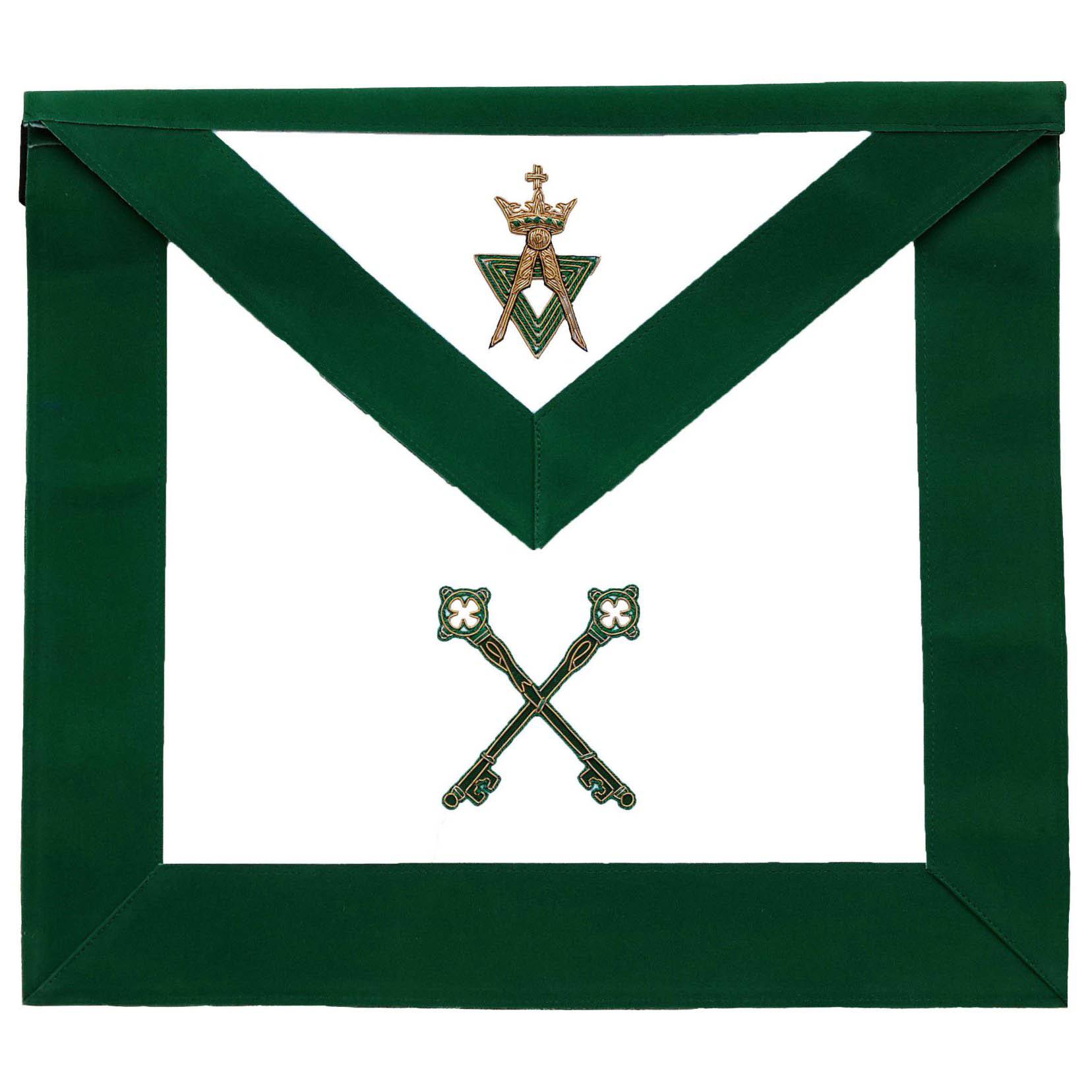 Treasurer Allied Masonic Degrees Apron - Green Velvet