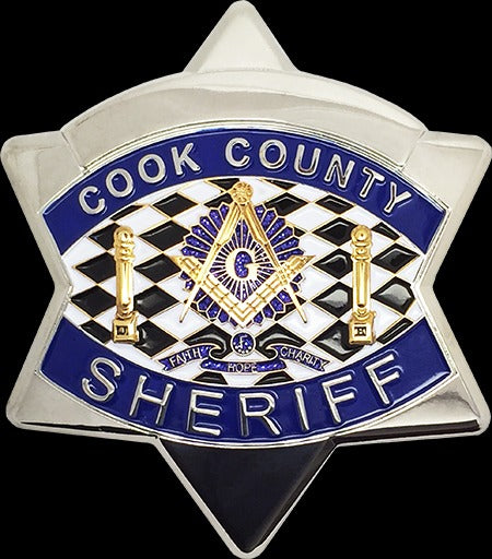 Master Mason Blue Lodge Badge - The Cook County Sheriff Star - Bricks Masons