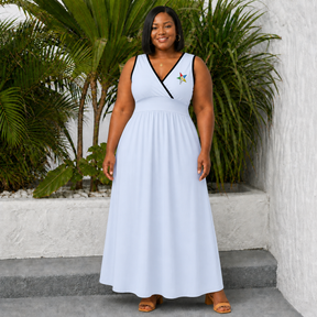 OES Dress - Sleeveless White with Eastern Star Emblems - Bricks Masons