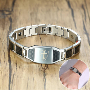 Knights Templar Commandery Bracelet - Carbon Fiber Magnetic (Black/Gold/Silver)