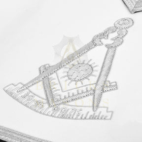 Past Master Blue Lodge Apron - Navy Velvet & Silver Bullion Hand Embroidery - Bricks Masons