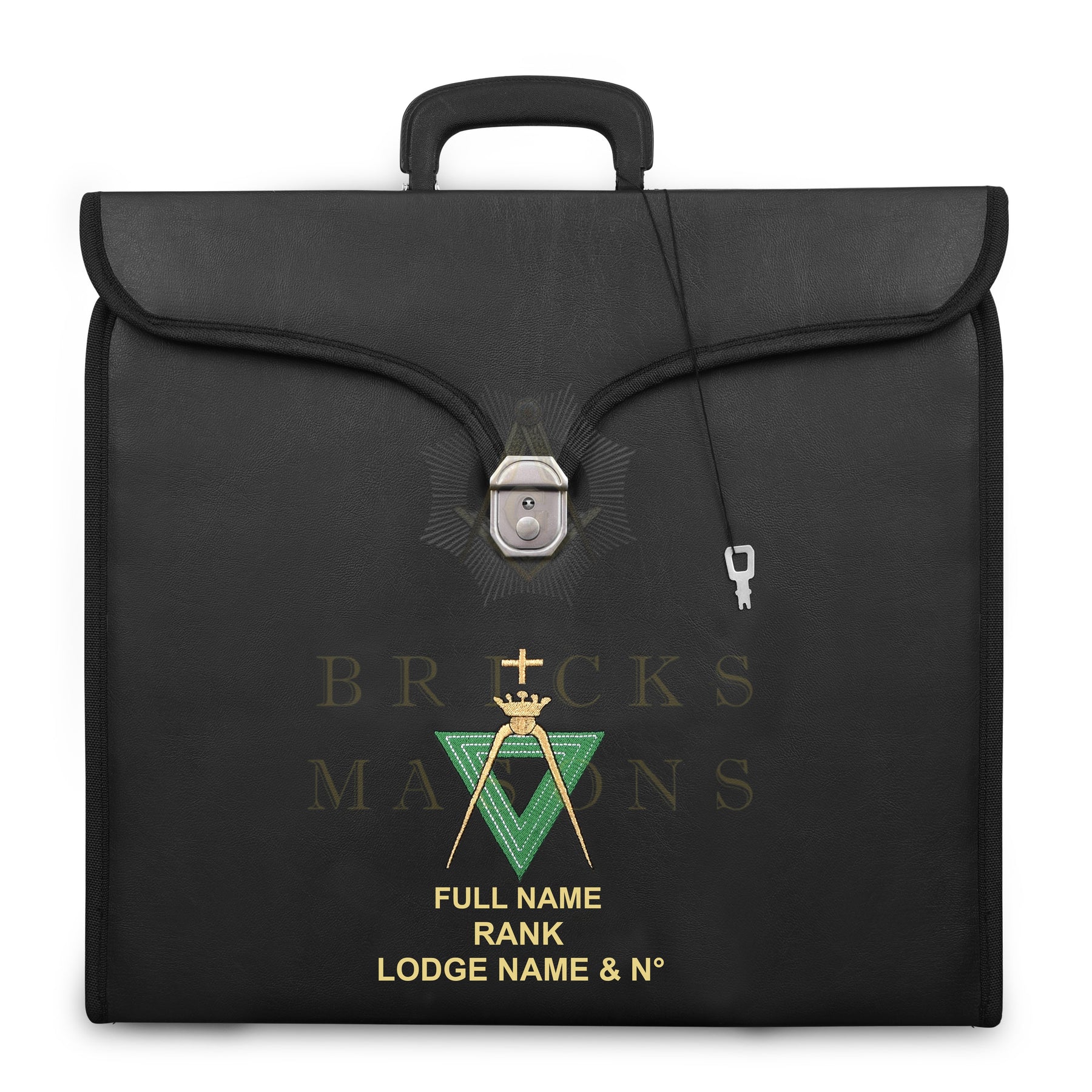 Past Sovereign Master Allied Masonic Degrees Apron Case - Black Imitation Leather MM, WM, Provincial - Bricks Masons