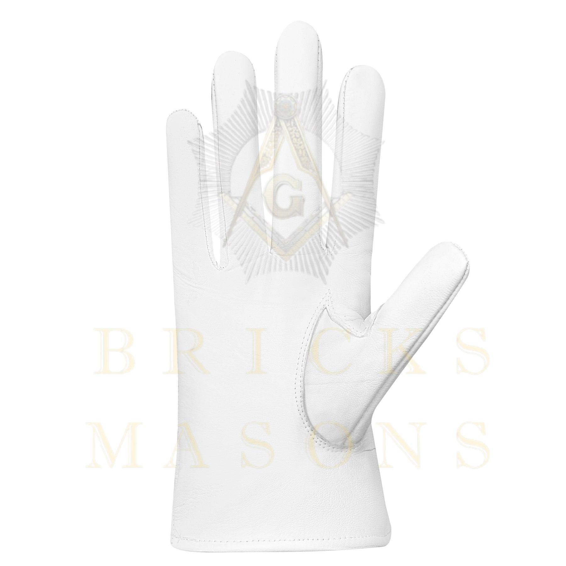 LOCOP Gloves - White Leather Triangular Purple Patch - Bricks Masons