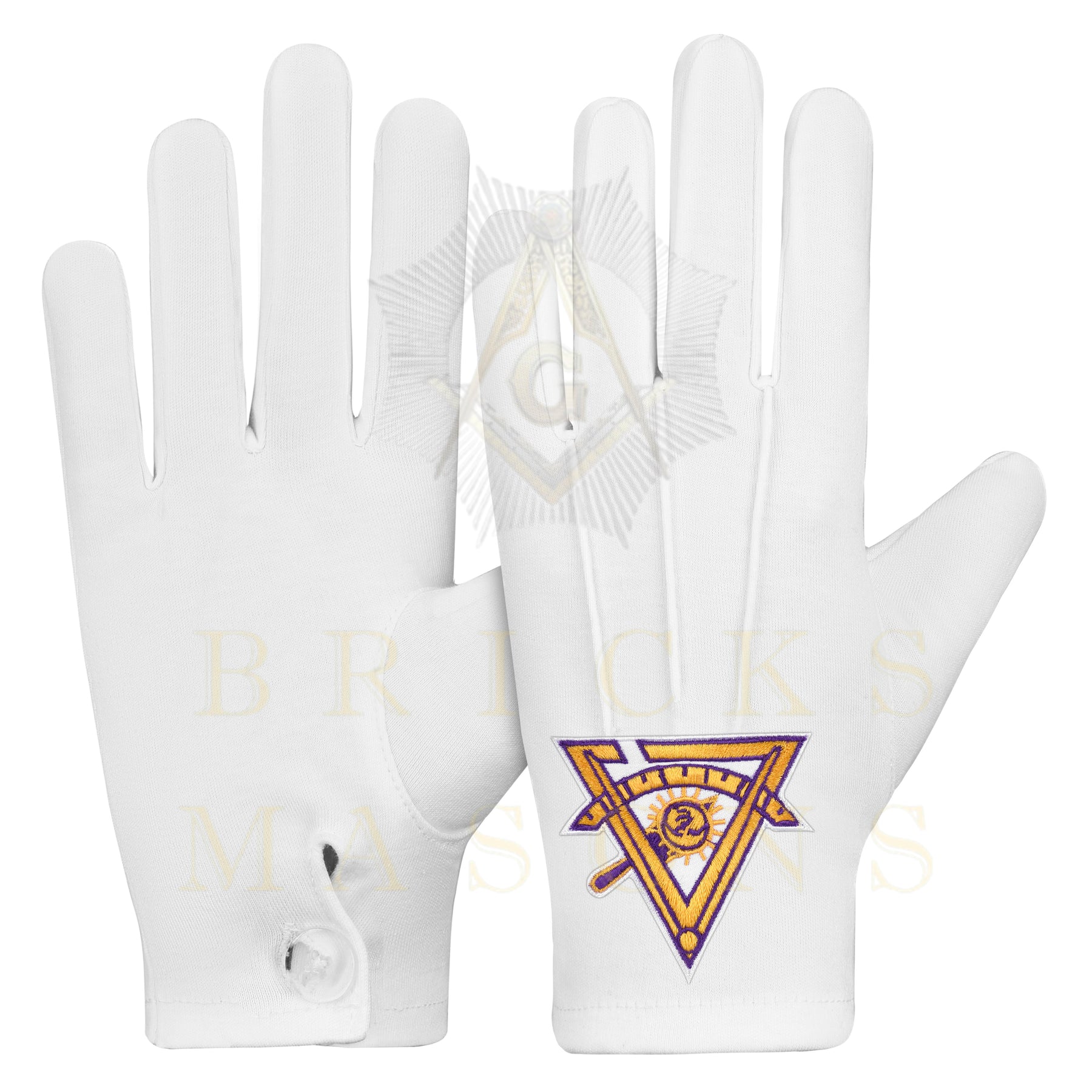 Past Thrice Illustrious Master Council Gloves - White Cotton - Bricks Masons