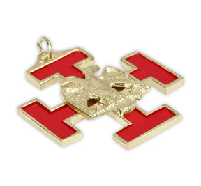 33rd Degree Scottish Rite Collar Jewel - Wings Down Gold & Red Plated - Bricks Masons