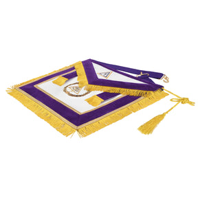 Past Grand Thrice Illustrious Master Royal & Select Masters English Regulation Apron - Purple Velvet Borders With Tassels