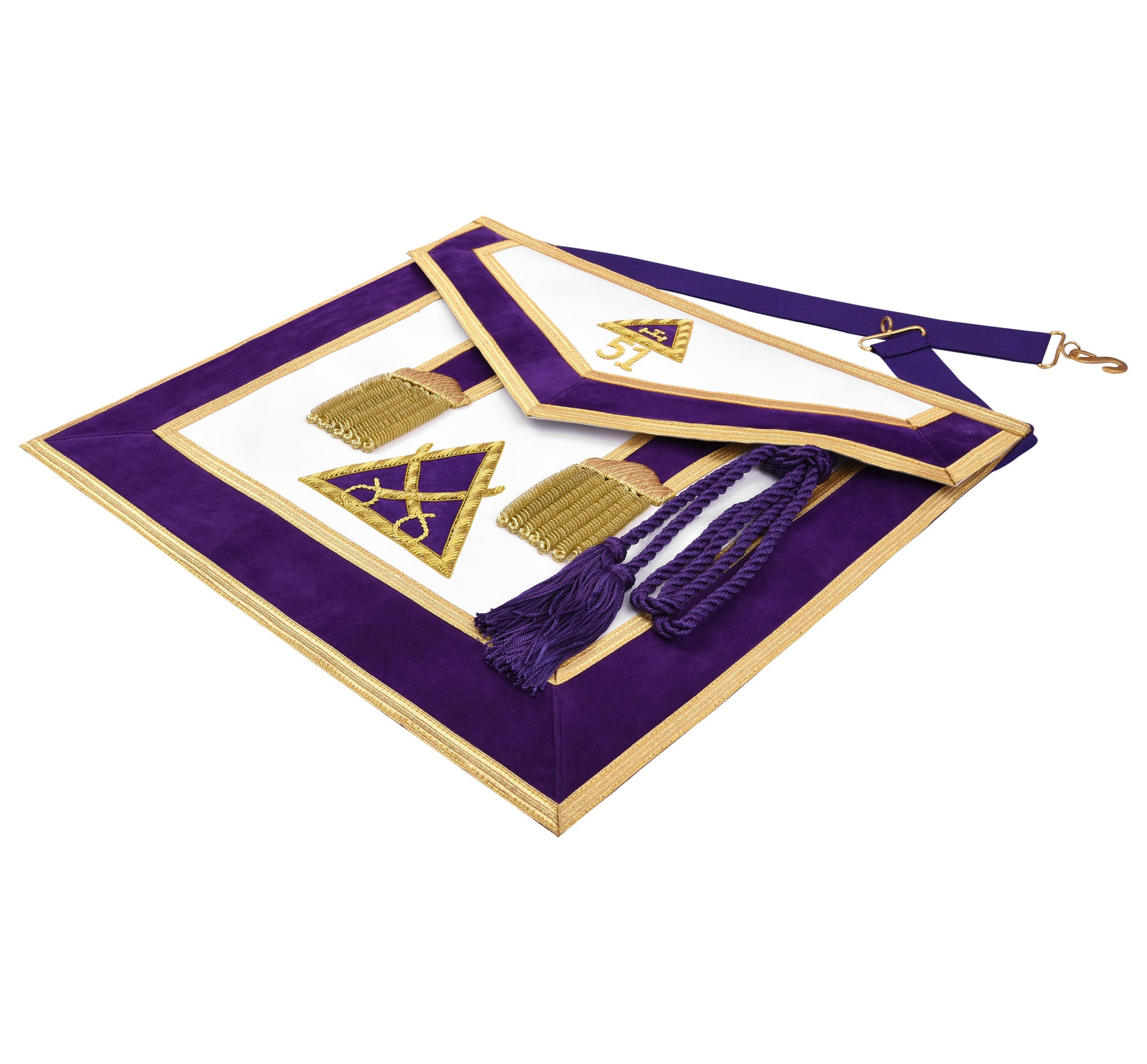 Captain Royal Arch Chapter Officer Apron - Bullion Hand Embroidery - Bricks Masons