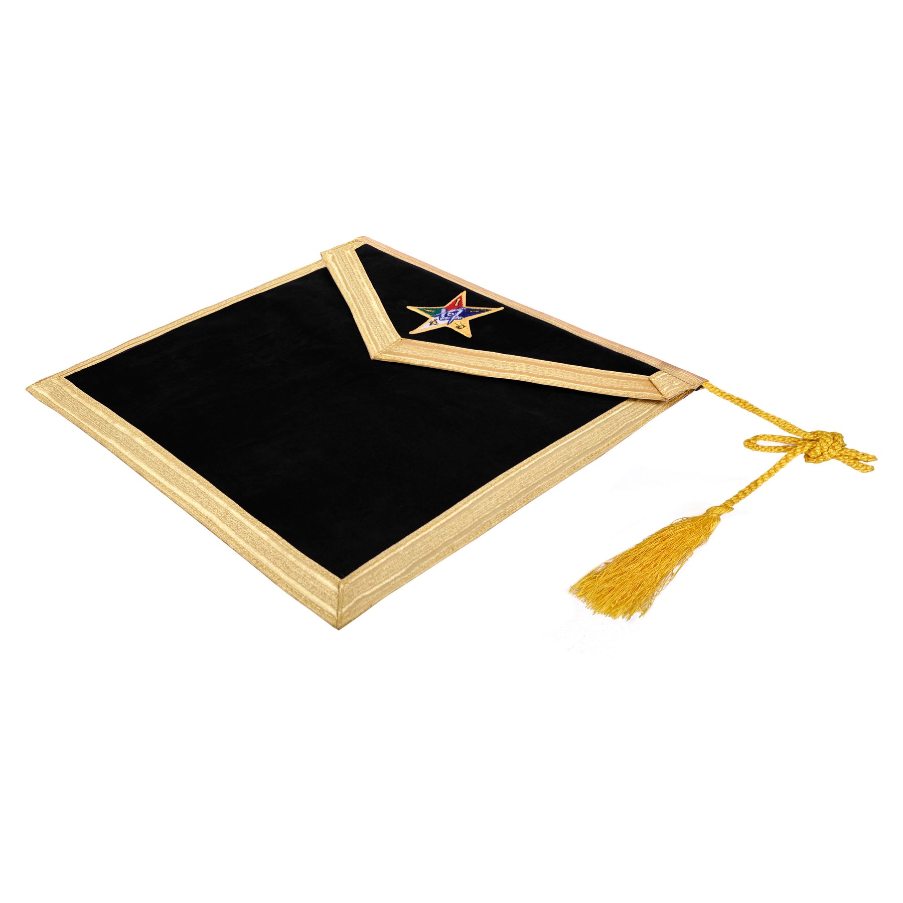 Worthy Patron OES Apron - Purple Velvet With Gold Braid & Tassels