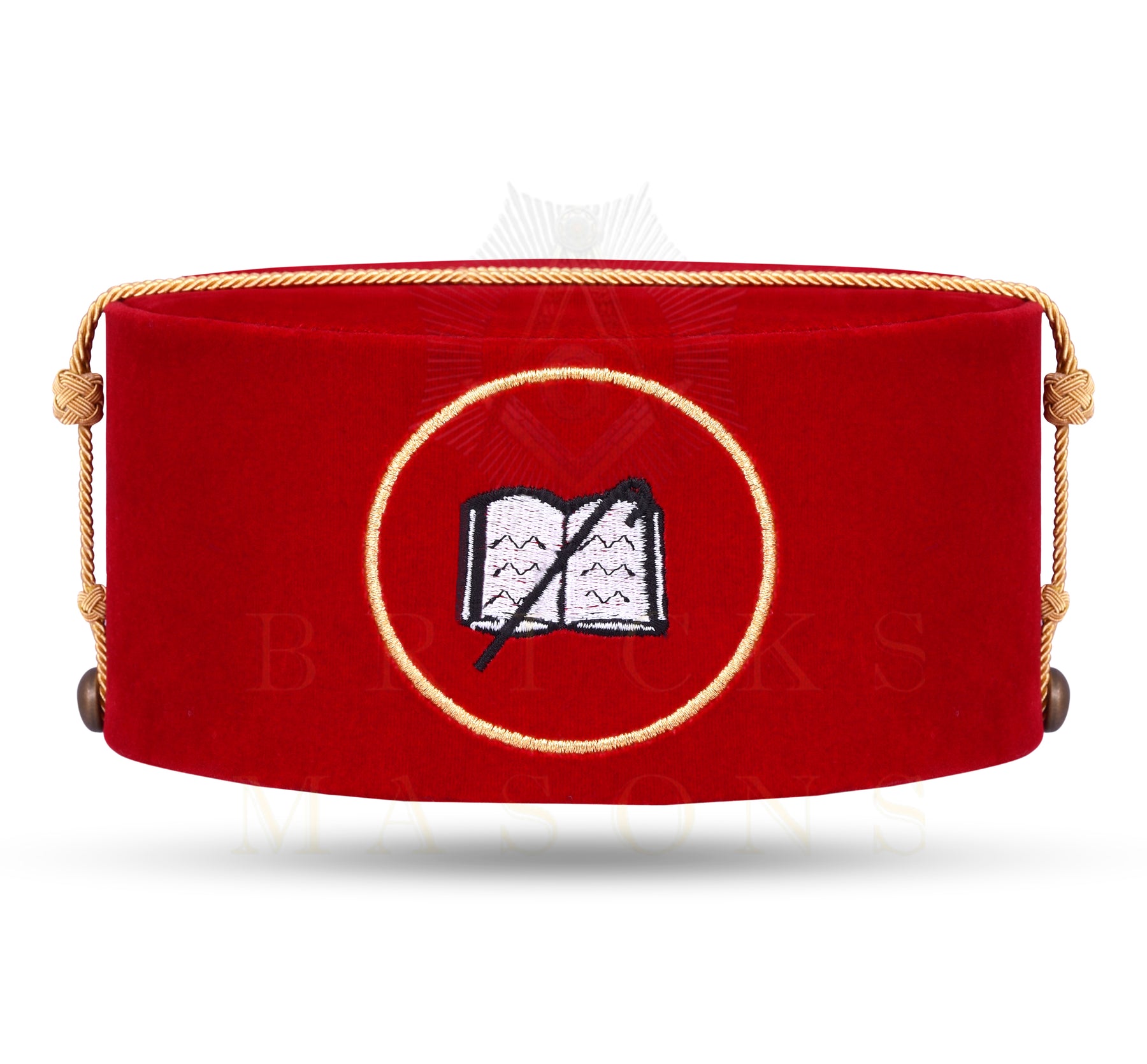 Chaplain Royal Arch Chapter Officer Crown Cap - Red Hand Embroidery - Bricks Masons