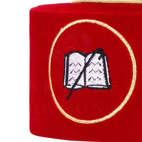 Chaplain Royal Arch Chapter Officer Crown Cap - Red Hand Embroidery - Bricks Masons