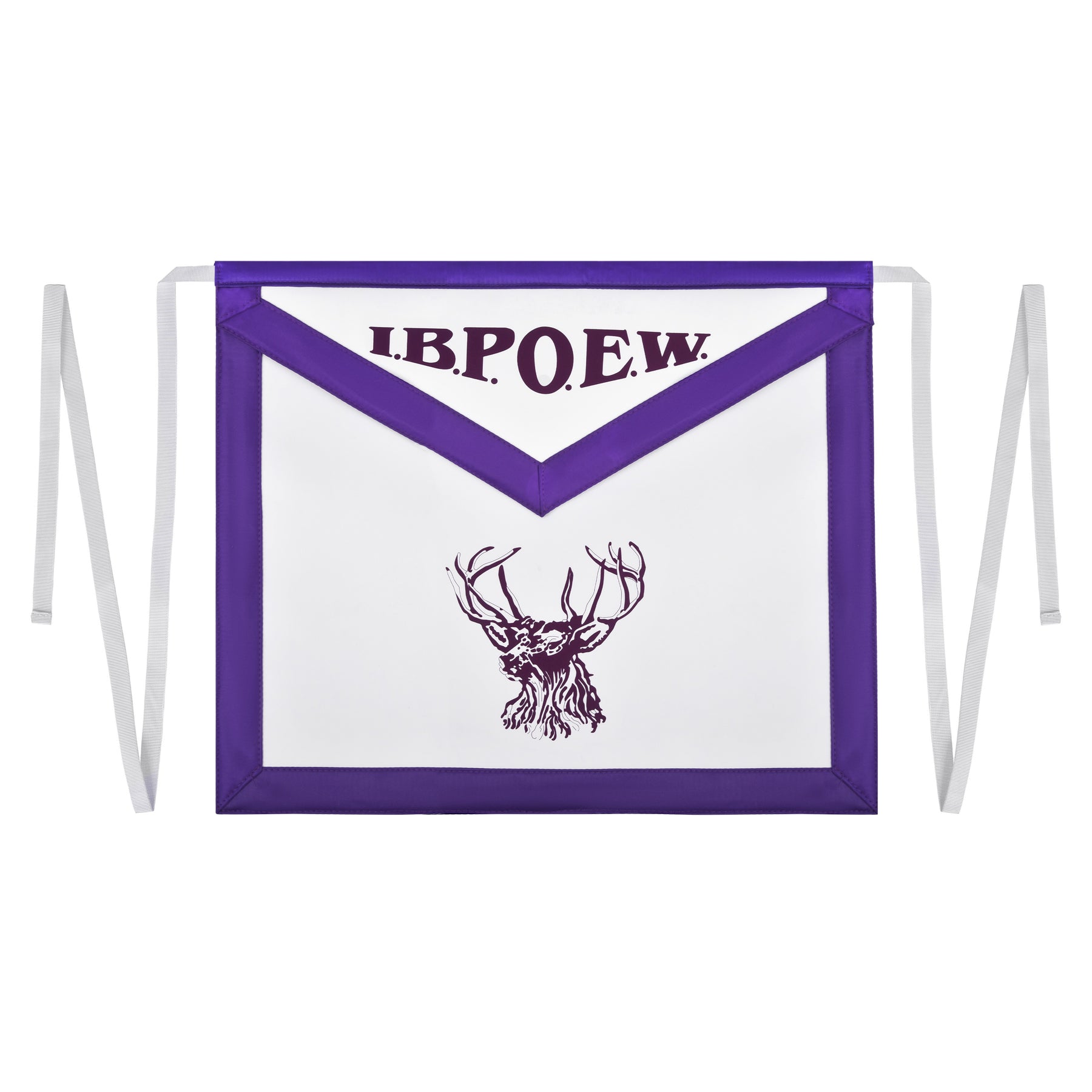 Elks of the World Apron - Purple Satin Borders With White Tape Ties