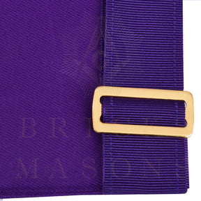 Past Illustrious Master Council Apron - Purple Ribbon Machine Embroidery - Bricks Masons