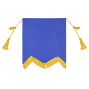 Knights of the All Seeing Eye Apron - Blue Cloth Fabric With Yellow Fringe & Tassels - Bricks Masons