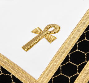 Master Mason Blue Lodge Apron - S&C with Ankh Cross Hand Embroidery Gold Bullion - Bricks Masons