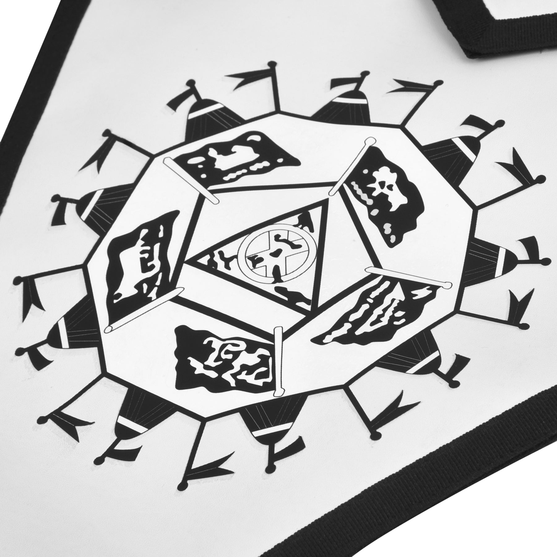 32nd Degree Scottish Rite Apron - Triangular White & Black Printed Emblem With Tassels - Bricks Masons