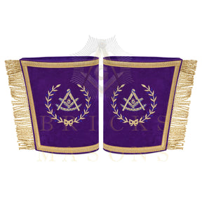 Past Master Blue Lodge Cuff - Velvet Machine Embroidery With Gold Fringe - Bricks Masons