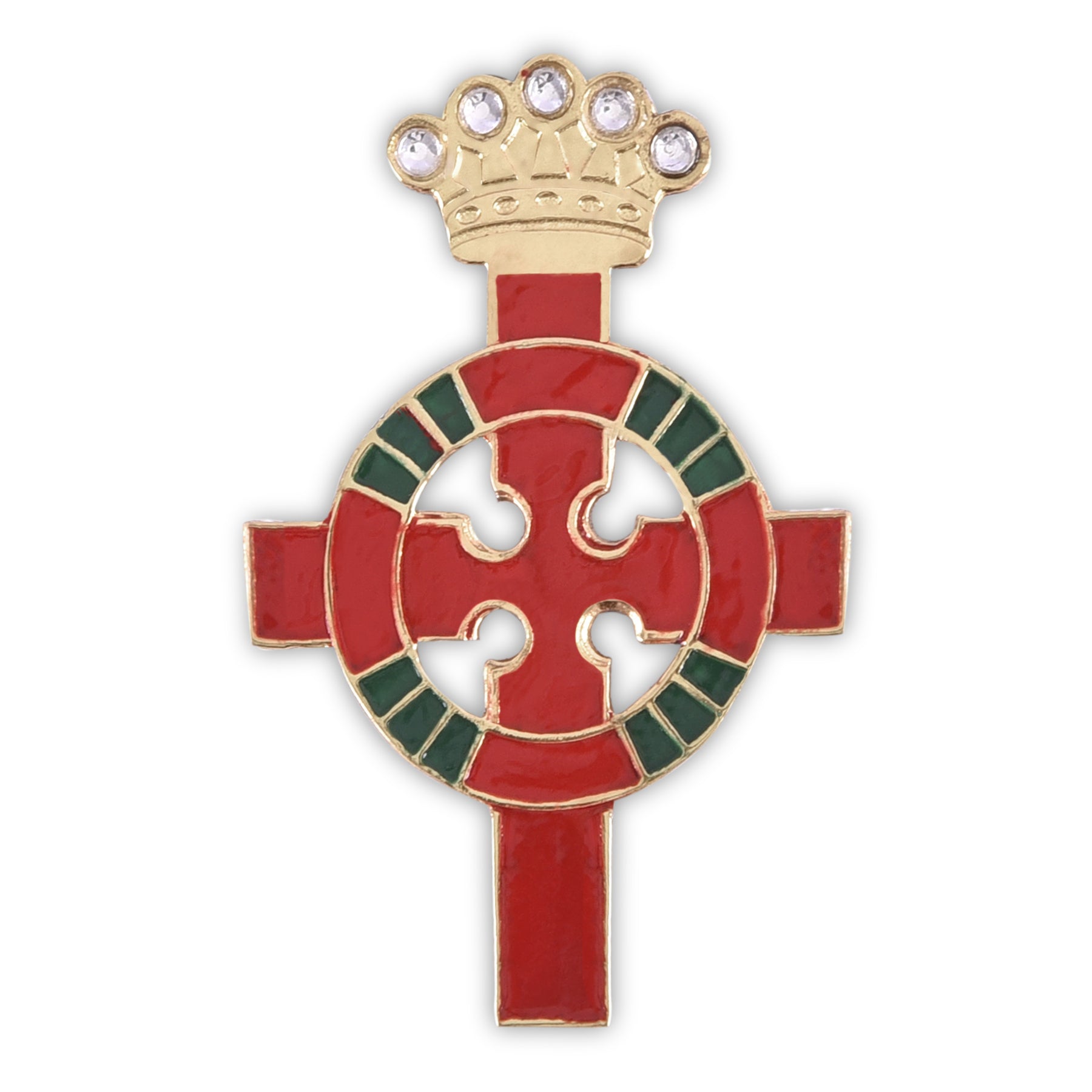 Knight Commander Red Branch of Eri AMD Collar - Red & Green Gold Plated - Bricks Masons