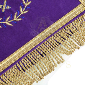 Past Master Blue Lodge Cuff - Velvet Machine Embroidery With Gold Fringe - Bricks Masons