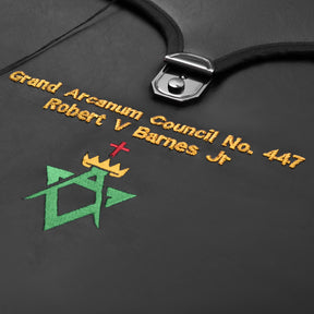 Past Sovereign Master Allied Masonic Degrees Apron Case - Personalized Black Imitation Leather MM, WM, Provincial - Bricks Masons