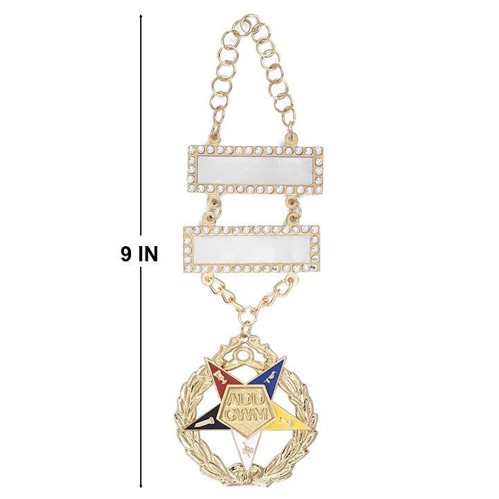 Associate District Deputy Grand Worthy Matron OES Officer Collar Jewel - Gold Plated - Bricks Masons