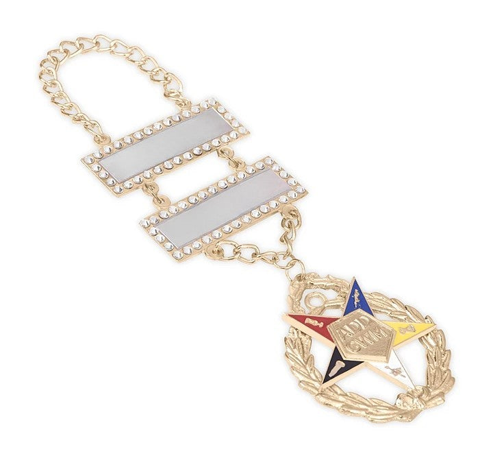 Associate District Deputy Grand Worthy Matron OES Officer Collar Jewel - Gold Plated - Bricks Masons