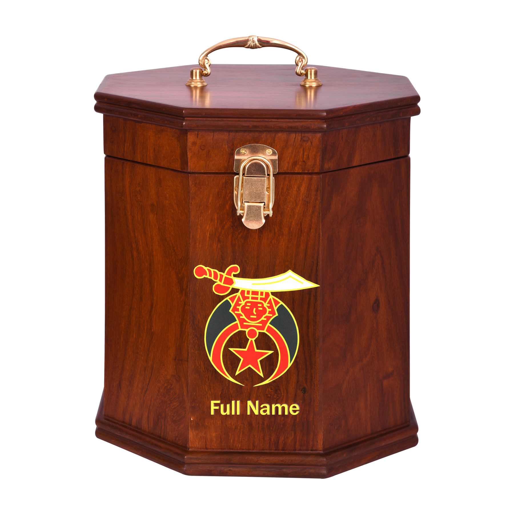 Shriners Fez Case - Personalized Textured Rosewood With Red Velvet Interior - Bricks Masons