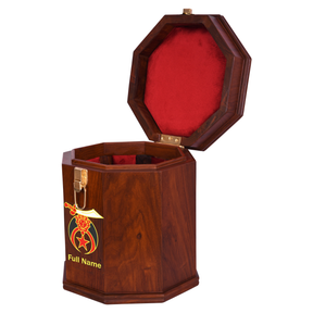Shriners Fez Case - Personalized Textured Rosewood With Red Velvet Interior - Bricks Masons