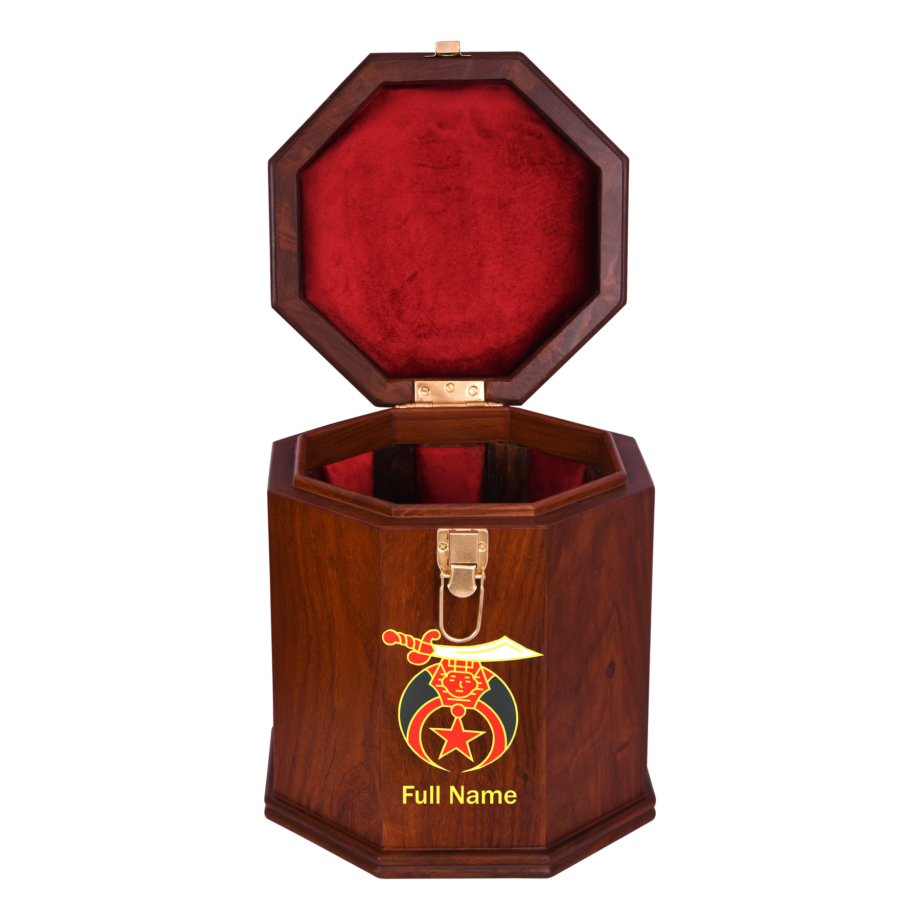 Shriners Fez Case - Personalized Textured Rosewood With Red Velvet Interior - Bricks Masons