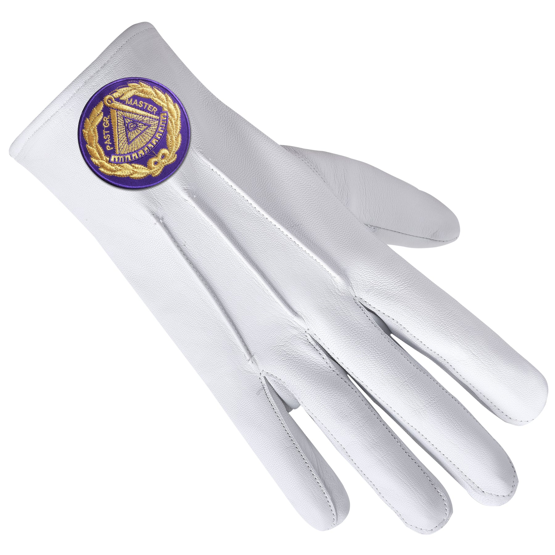 Past Grand Master Blue Lodge Glove - Leather With Purple Patch - Bricks Masons