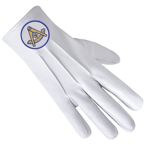 Past Master Blue Lodge California Regulation Glove - Leather With Gold Emblem With Blue Borders - Bricks Masons