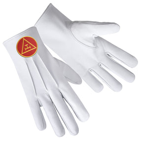 Royal Arch Chapter Glove - Leather With Red Triple Tau Emblem - Bricks Masons