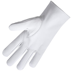 33rd Degree Scottish Rite Glove - White Leather With Gold Emblem - Bricks Masons