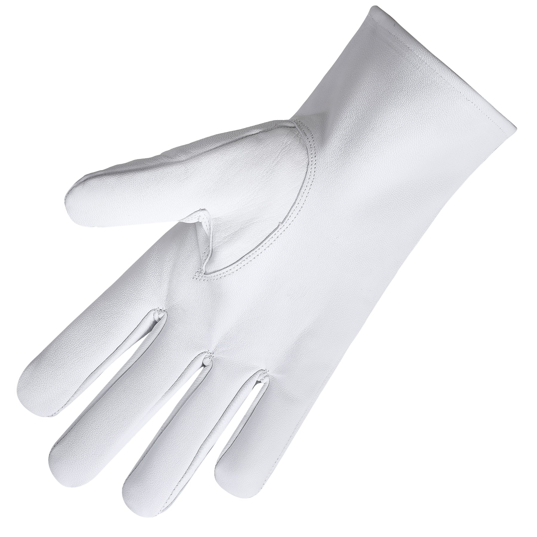 Knights Templar Commandery Glove - White Leather With Square Patch - Bricks Masons