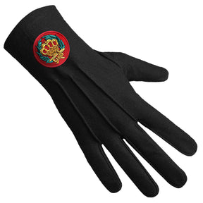 Order of the Amaranth Glove - Black Cotton With Red Patch - Bricks Masons