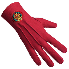 Order of the Amaranth Glove - Red Cotton With Round Patch - Bricks Masons