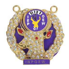 Elks of the World Collar Jewel - Elk Head Clock (Gold Plated) - Bricks Masons