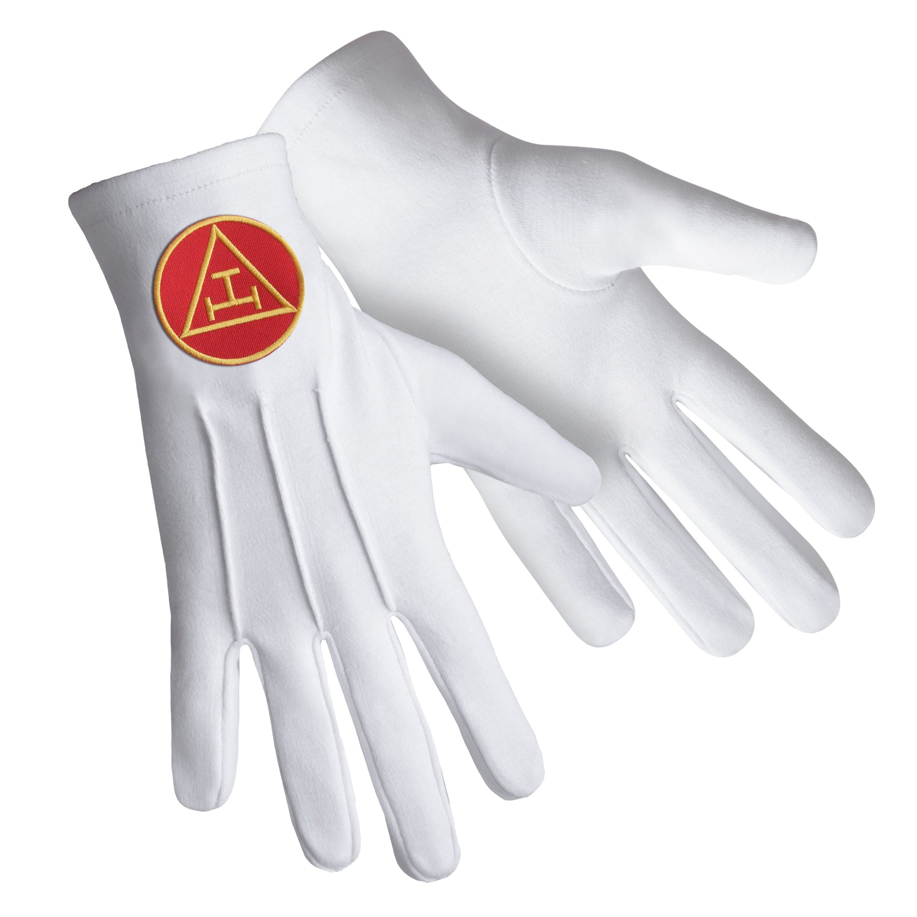 Royal Arch Chapter Glove - Pure Cotton With Gold & Red Patch - Bricks Masons