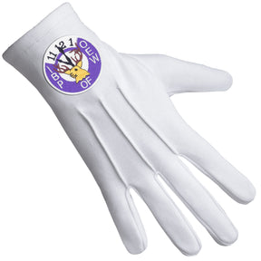Order Of Elks Glove - White Cotton With Purple Emblem - Bricks Masons