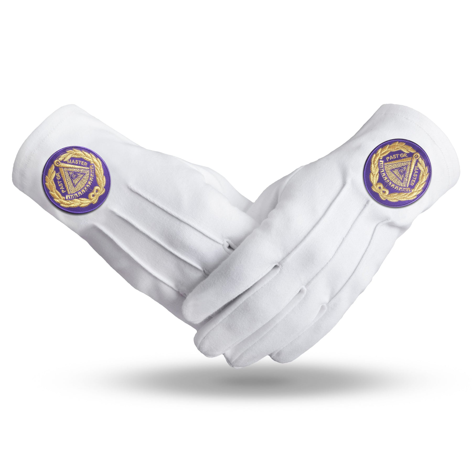 Past Grand Master Blue Lodge Glove - Pure Cotton With Purple Patch - Bricks Masons