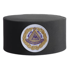 Grand Master Blue Lodge Crown Cap - White Patch With Gold Emblem & Wreath - Bricks Masons