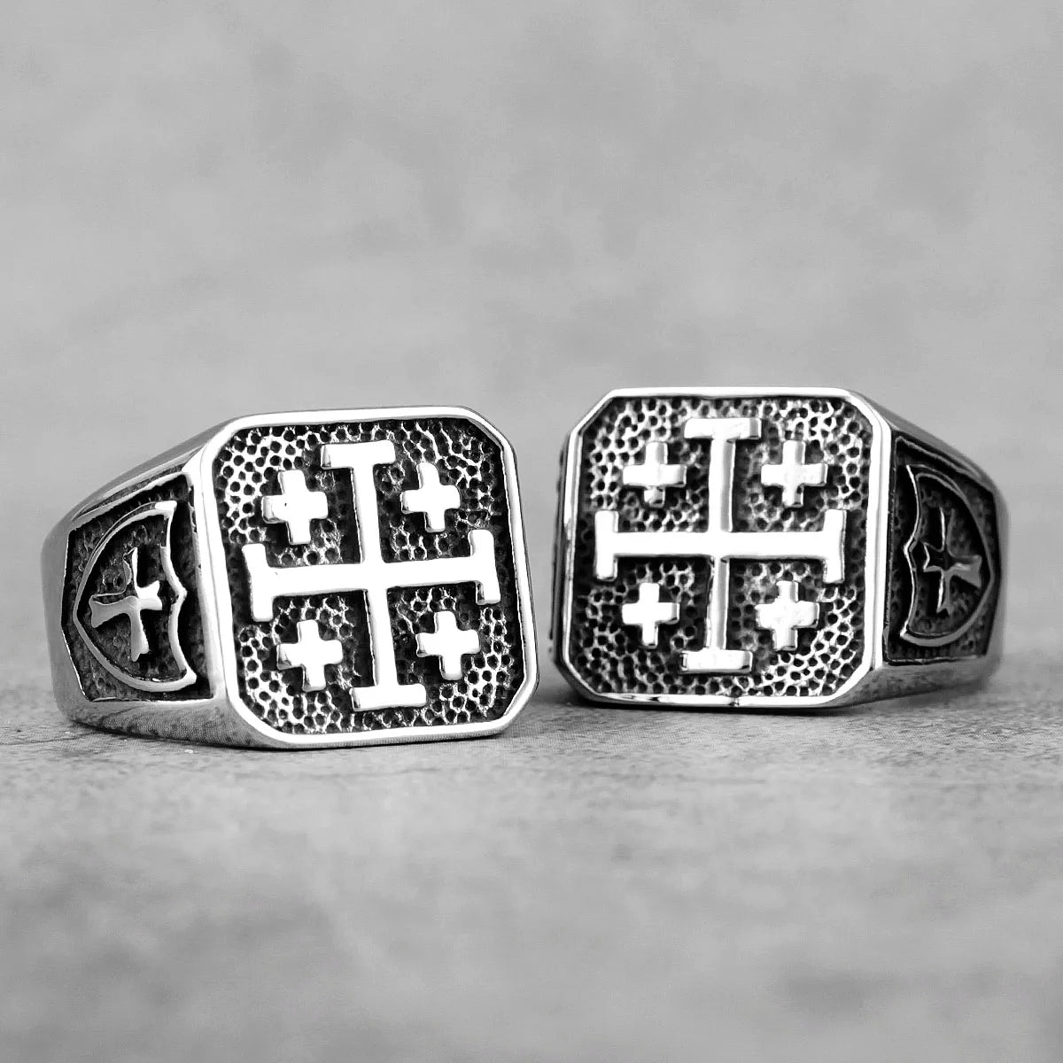 Knights Templar Commandery Ring - Stainless Steel - Bricks Masons