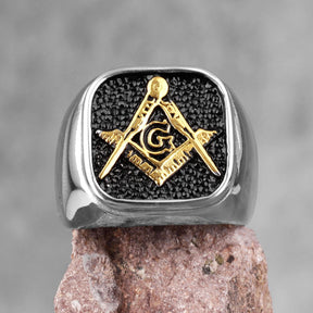 Master Mason Blue Lodge Ring - Square & Compass G High Quality Stainless Steel