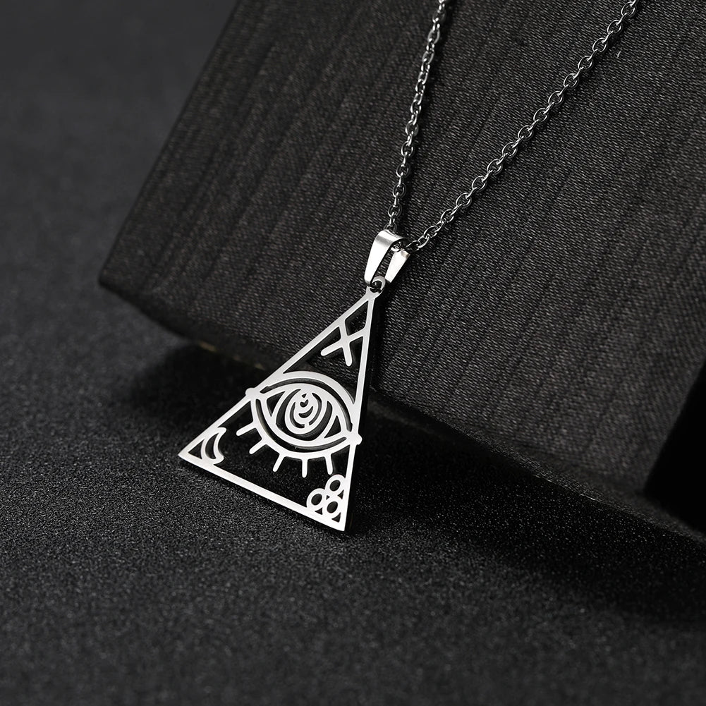 Eye of Providence - All-Seeing Eye Pendant Necklace Stainless Steel - Bricks Masons