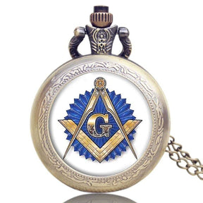 Master Mason Blue Lodge Pocket Watch - Full Hunter Vintage Design