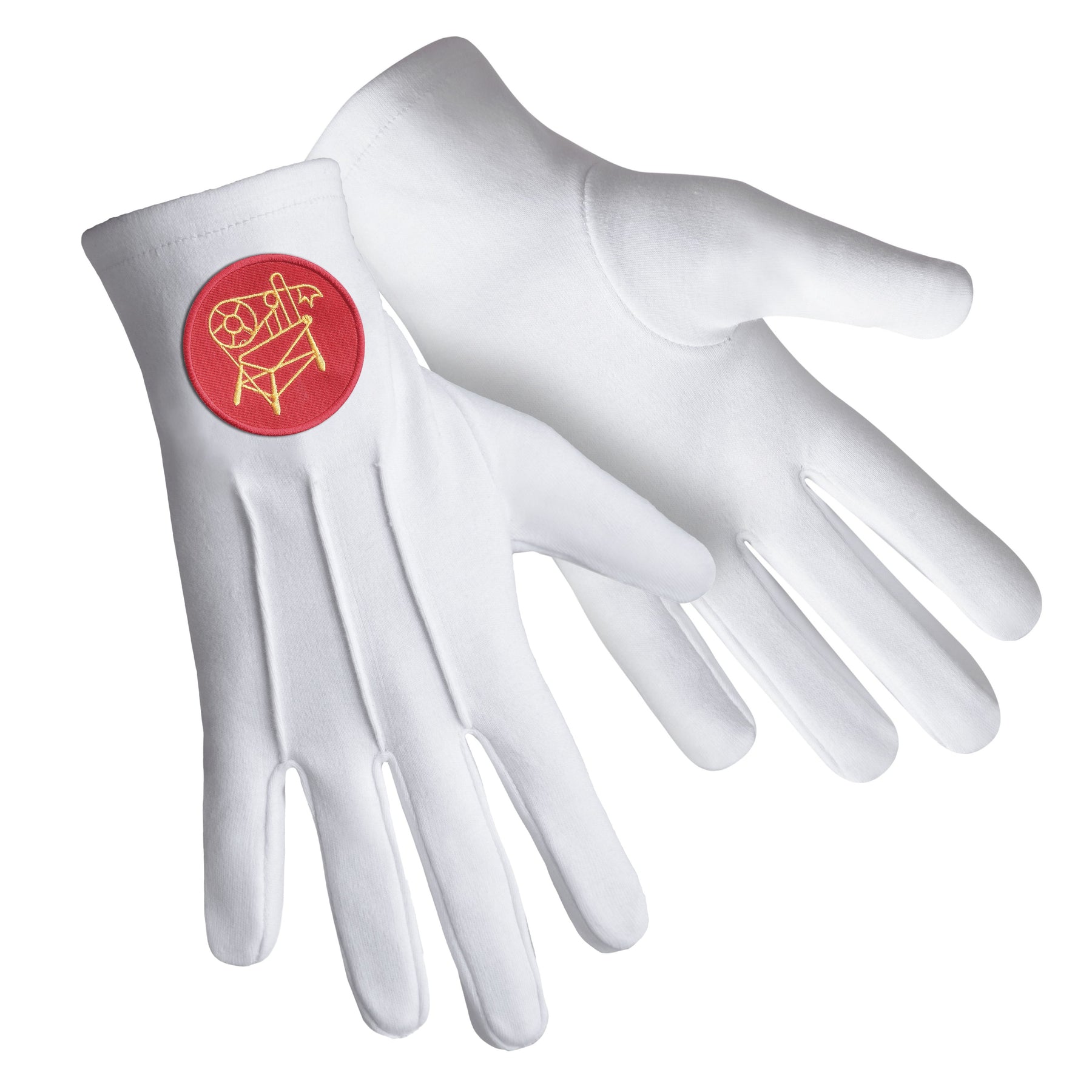 Heroines Of Jericho PHA Glove - White Cotton With Red Round Patch - Bricks Masons