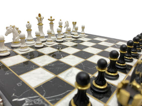 Council Chess Set - Black Marble Pattern - Bricks Masons