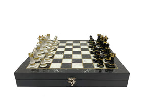 Widows Sons Chess Set - Black Marble Pattern - Bricks Masons